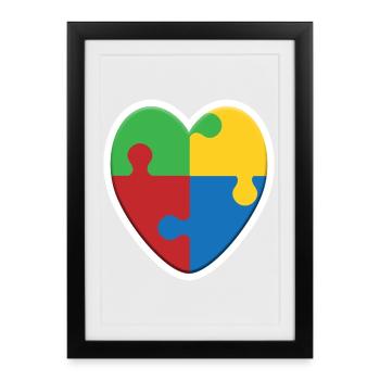 Autism Heart Puzzle - Framed poster (27 × 37 cm) - black - Front