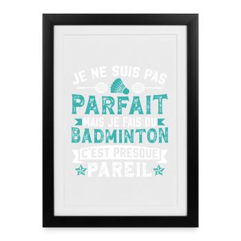 Je fais du badminton   - Affiche encadrée (27 × 37 cm) - noir - Devant
