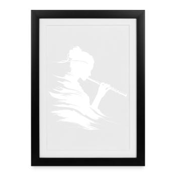 Drawing flutist - Framed poster (27 × 37 cm) - black - Front