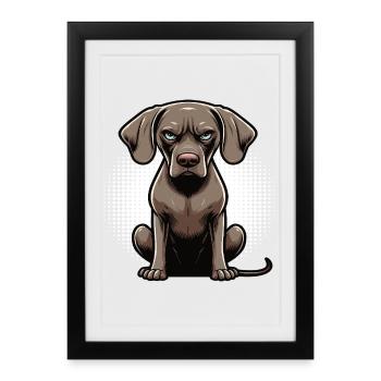 Propriétaire de Weimaraner Passionné de Weimaraner - Affiche encadrée (27 × 37 cm) - noir - Devant
