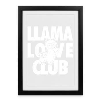 Llama Love Club – Llama with a heart - Framed poster (27 × 37 cm) - black - Front