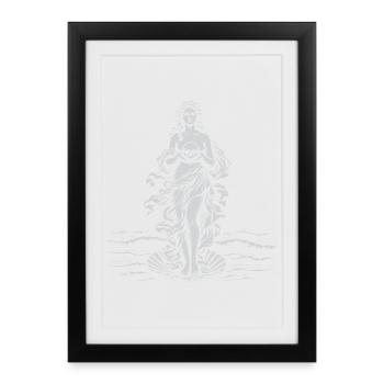 Déesse de Vénus avec un crâne en mer - Affiche encadrée (27 × 37 cm) - noir - Devant