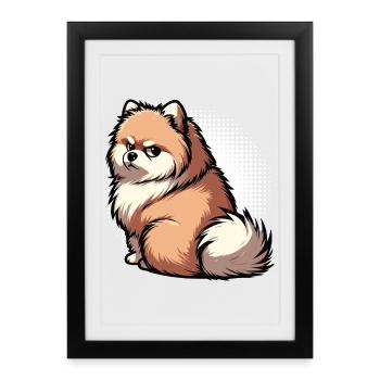 Poméranien Poméranien Spitz Chien Miniature Spitz Holder - Affiche encadrée (27 × 37 cm) - noir - Devant