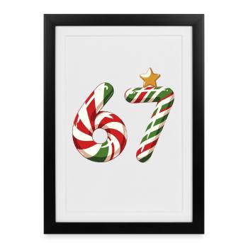 Candy Cane 67 meme  - Framed poster (27 × 37 cm) - black - Front