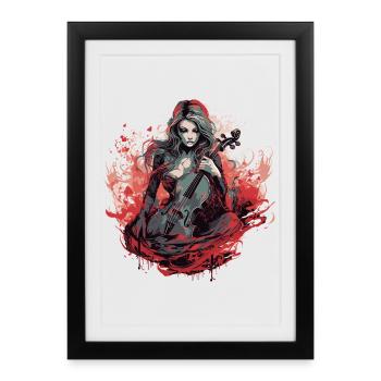 Cello player, cellist-musician, gothic-witchcraft - Framed poster (27 × 37 cm) - black - Front