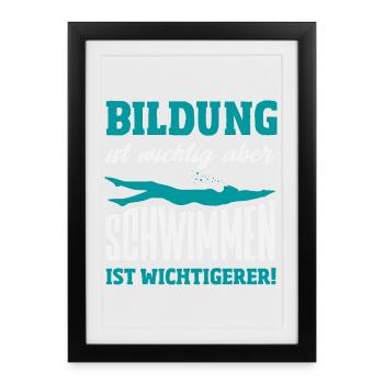 Schwimmsport Schwimmer Spruch Geschenk - Gerahmtes Poster (27 × 37 cm) - Schwarz - Vorne