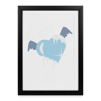 coeur froid avec une auréole, les ailes et glaçons - Affiche encadrée (27 × 37 cm) - noir - Devant