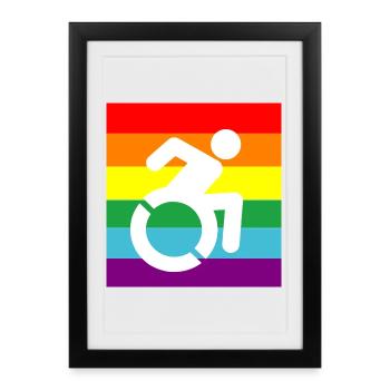 Disabled, Gay, Wheelchair, Pride, LGBTQ # - Framed poster (27 × 37 cm) - black - Front