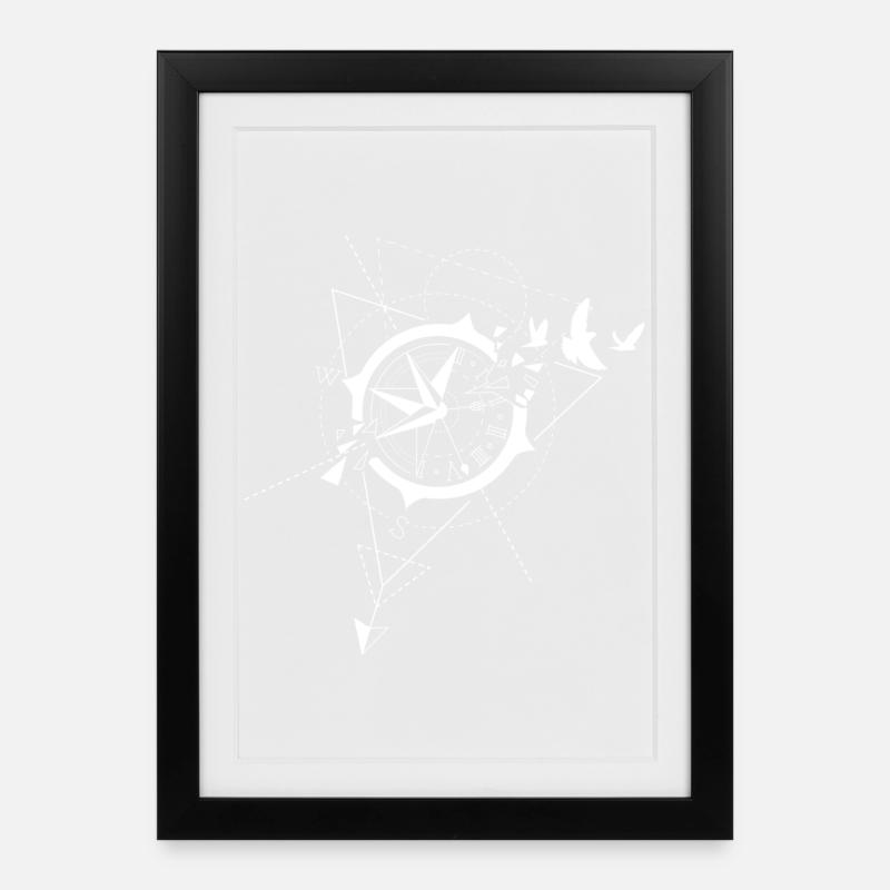 Kompass - Gerahmtes Poster (27 × 37 cm) - Schwarz