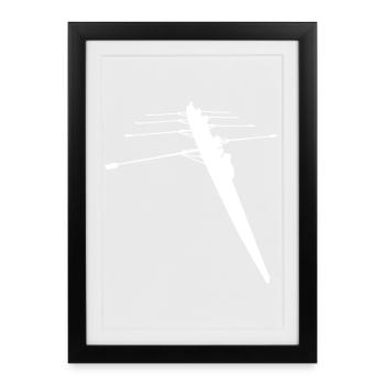 Rameurs - Bateau à rames pour 4 personnes - Affiche encadrée (27 × 37 cm) - noir - Devant