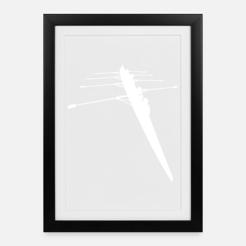 Ruderer - 4er Ruderboot - Gerahmtes Poster (27 × 37 cm) - Schwarz