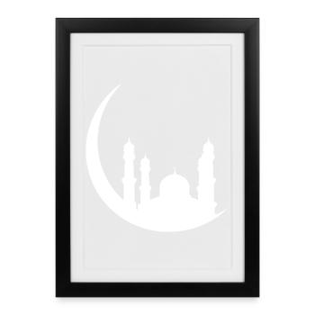 mosquée islam demi-lune relegion foi turquie demo - Affiche encadrée (27 × 37 cm) - noir - Devant