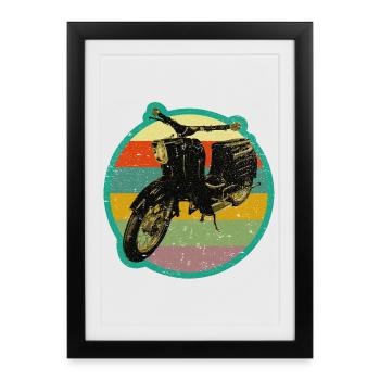 Cyclomoteur Schwalbe rétro Simmi - Affiche encadrée (27 × 37 cm) - noir - Devant