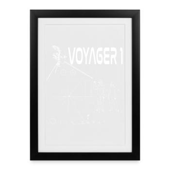 Sonde spatiale voyager 1 blanche - Affiche encadrée (27 × 37 cm) - noir - Devant