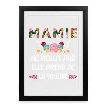 Cadeau Humour Mamie Ne Vieillit Pas - Affiche encadrée (27 × 37 cm) - noir - Devant