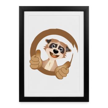 cool meerkat with thumbs up - Framed poster (27 × 37 cm) - black - Front