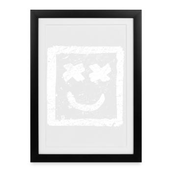 Be Happy Graffiti - Cool street art Punk Smile - Affiche encadrée (27 × 37 cm) - noir - Devant