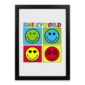 Smileys et quadrichromie - Affiche encadrée (27 × 37 cm) - noir - Devant