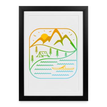 Kayak sports de plein air aviron conception de canoë - Affiche encadrée (27 × 37 cm) - noir - Devant