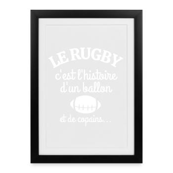rugby, rugby sport, rugby humour - Affiche encadrée (27 × 37 cm) - noir - Devant