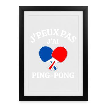 ping-pong, ping-pong sport, pongiste - Affiche encadrée (27 × 37 cm) - noir - Devant