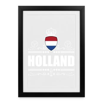 HOLLAND | Pays-Bas White Lineart - Affiche encadrée (27 × 37 cm) - noir - Devant