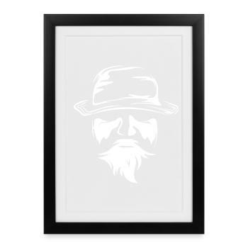 outdoor survival illustration forest man symbol - Framed poster (27 × 37 cm) - black - Front