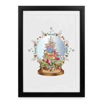 beautiful nostalgic snow globe with Christmas tree - Framed poster (27 × 37 cm) - black - Front