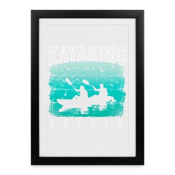 Kayak Suède - Canoë - Rafting Suède - Affiche encadrée (27 × 37 cm) - noir - Devant