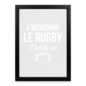 rugby, rugby sport, jouer au rugby - Affiche encadrée (27 × 37 cm) - noir - Devant