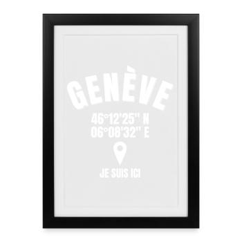 Suisse, Genève, 1201 - Affiche encadrée (27 × 37 cm) - noir - Devant