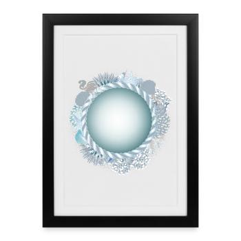 Cadre maritime avec corde et look récif corallien - Affiche encadrée (27 × 37 cm) - noir - Devant
