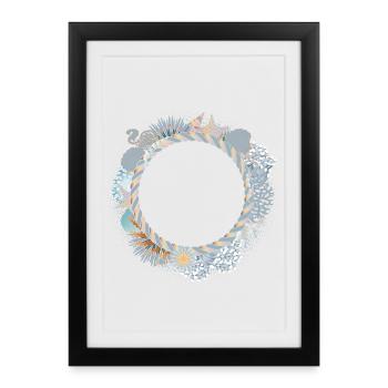 Cadre pastel maritime en look récif corallien - Affiche encadrée (27 × 37 cm) - noir - Devant