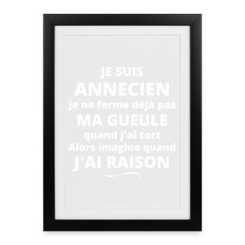 Annecy, lac d'Annecy, je suis Annecien - Affiche encadrée (27 × 37 cm) - noir - Devant