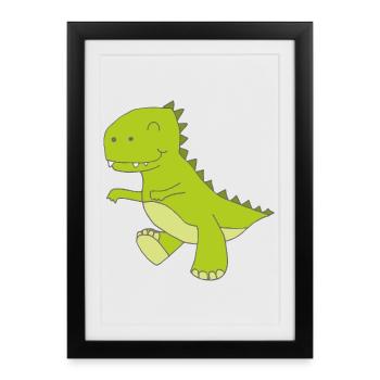 Dino petit - Affiche encadrée (27 × 37 cm) - noir - Devant