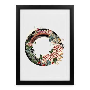 intemporelle belle roseraie Cadre Art Nouveau - Affiche encadrée (27 × 37 cm) - noir - Devant