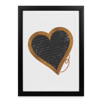 Ardoise noire en forme de cœur pour la rentrée scolaire - Affiche encadrée (27 × 37 cm) - noir - Devant