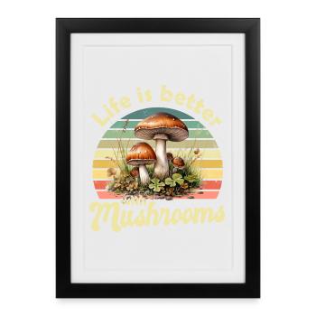 Mushroom Mushrooms - Framed poster (27 × 37 cm) - black - Front