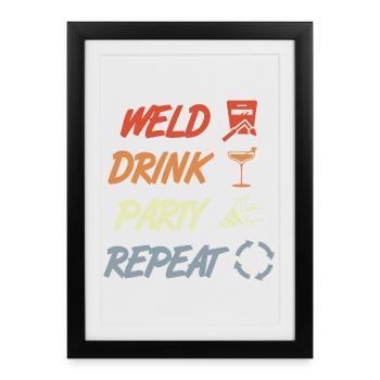 Souder Drink Party Répéter - Affiche encadrée (27 × 37 cm) - noir - Devant
