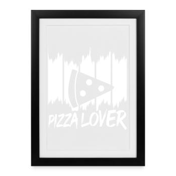 Drôle d’amateur de pizza - Affiche encadrée (27 × 37 cm) - noir - Devant