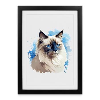 Cat Head Sacred Birman - Framed poster (27 × 37 cm) - black - Front