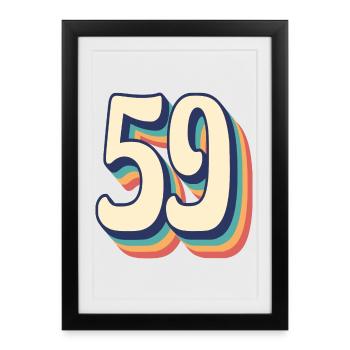 Vintage Retro T-Shirt Number 59 Fifty Nine - Framed poster (27 × 37 cm) - black - Front
