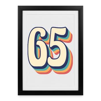 Vintage Retro T-Shirt Number 65 Sixty Five - Framed poster (27 × 37 cm) - black - Front