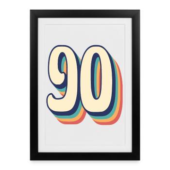 Vintage Retro T-Shirt Number 90 Ninety - Framed poster (27 × 37 cm) - black - Front