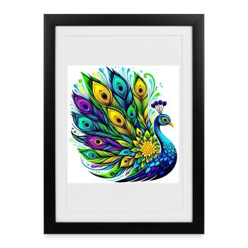 Paon - Affiche encadrée (27 × 37 cm) - noir - Devant