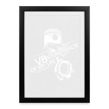 V8 Piston Bande Sonore Moteur Musclecar Big Block - Affiche encadrée (27 × 37 cm) - noir - Devant