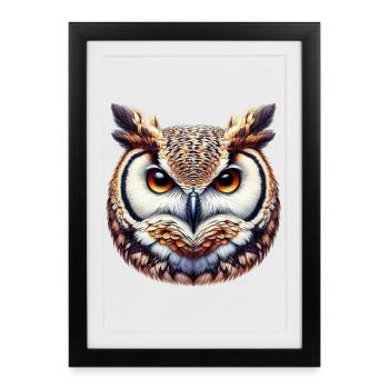 Hibou - Affiche encadrée (27 × 37 cm) - noir - Devant