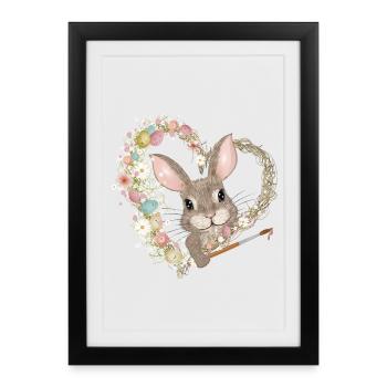 Easter Eggs Heart with Easter Bunny and Brush for Easter - Framed poster (27 × 37 cm) - black - Front