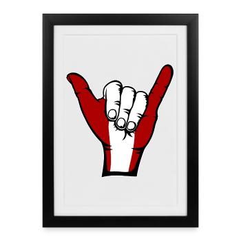 Drapeau du Pérou Symbole de surf - Affiche encadrée (27 × 37 cm) - noir - Devant