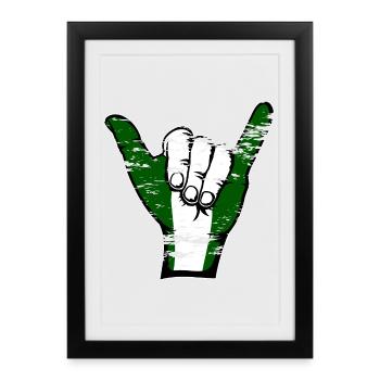 Drapeau du Nigeria Symbole de surf utilisé - Affiche encadrée (27 × 37 cm) - noir - Devant
